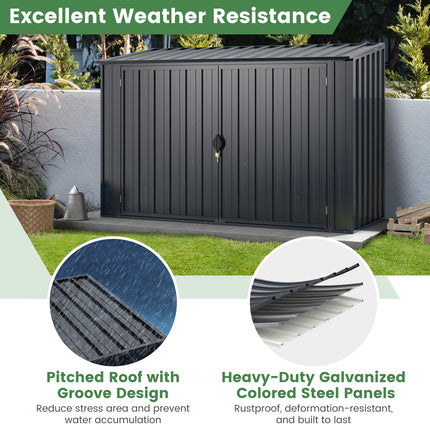 6.3 x 2.8 FT Metal Outdoor Storage Shed Rustproof Steel Tool Shed with Lockable Door-Gray