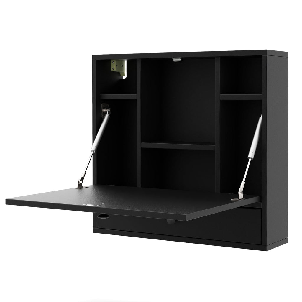 Wall-Mount Floating Desk Foldable Space Saving Laptop Workstation-Black