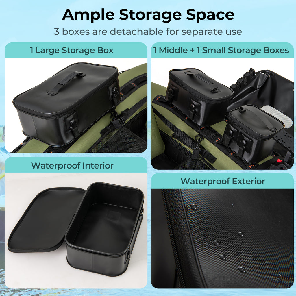 Portable Fishing Boat with 3 Detachable Storage Boxes-Green