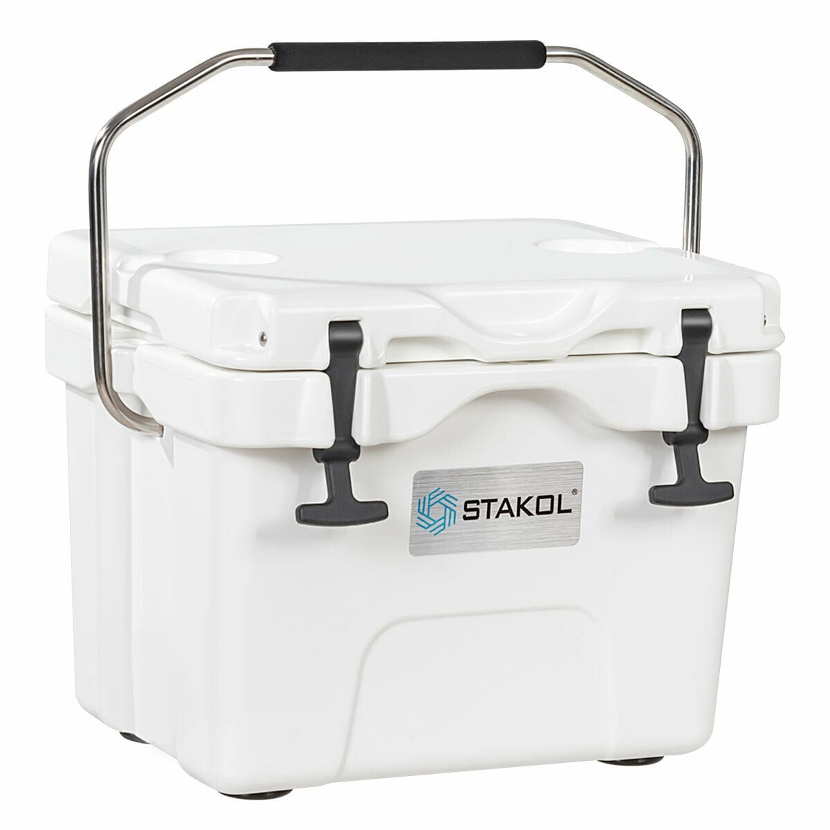 Glacière portable isotherme de 15 litres (24 canettes) avec 2 porte-gobelets – Blanche