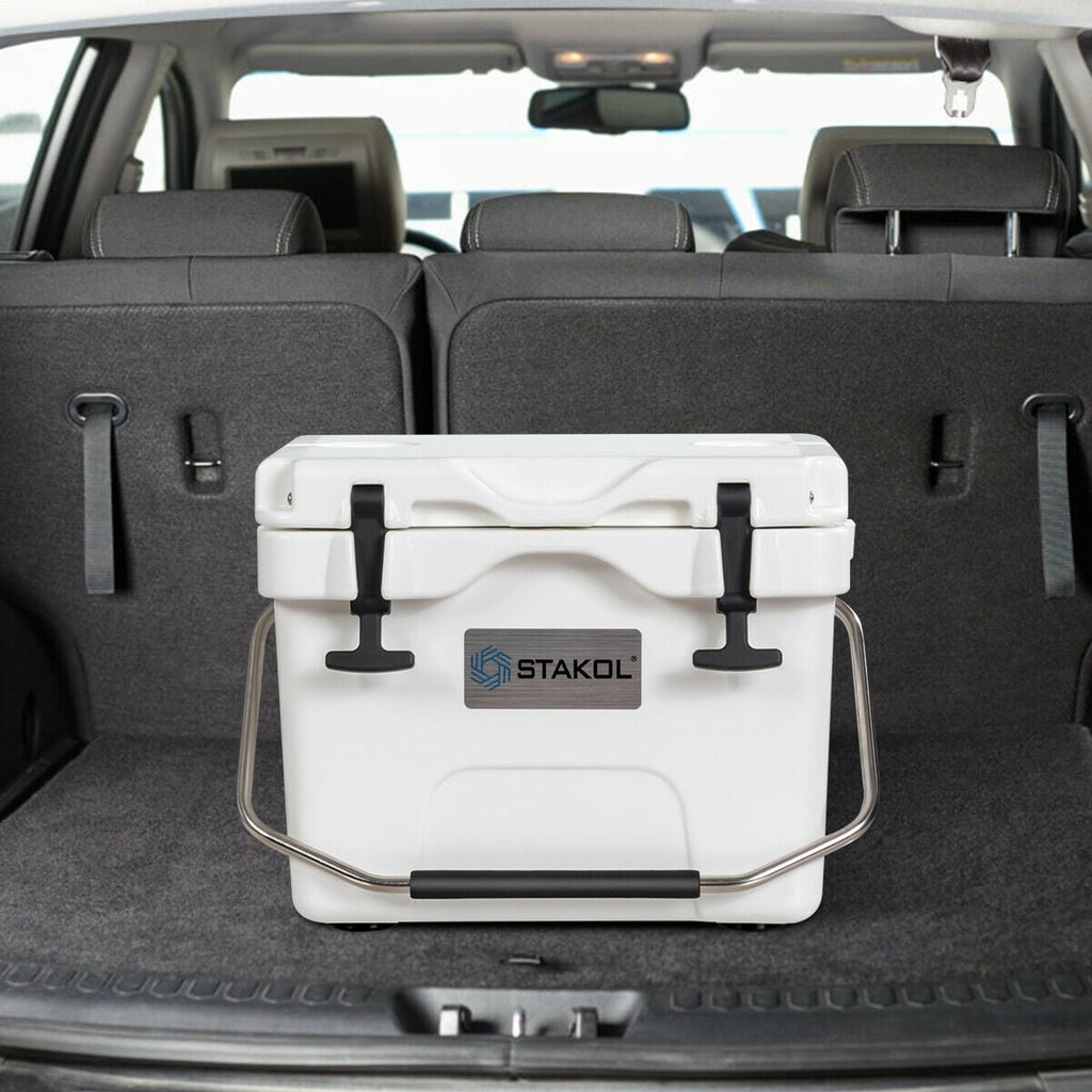 Glacière portable isotherme de 15 litres (24 canettes) avec 2 porte-gobelets – Blanche