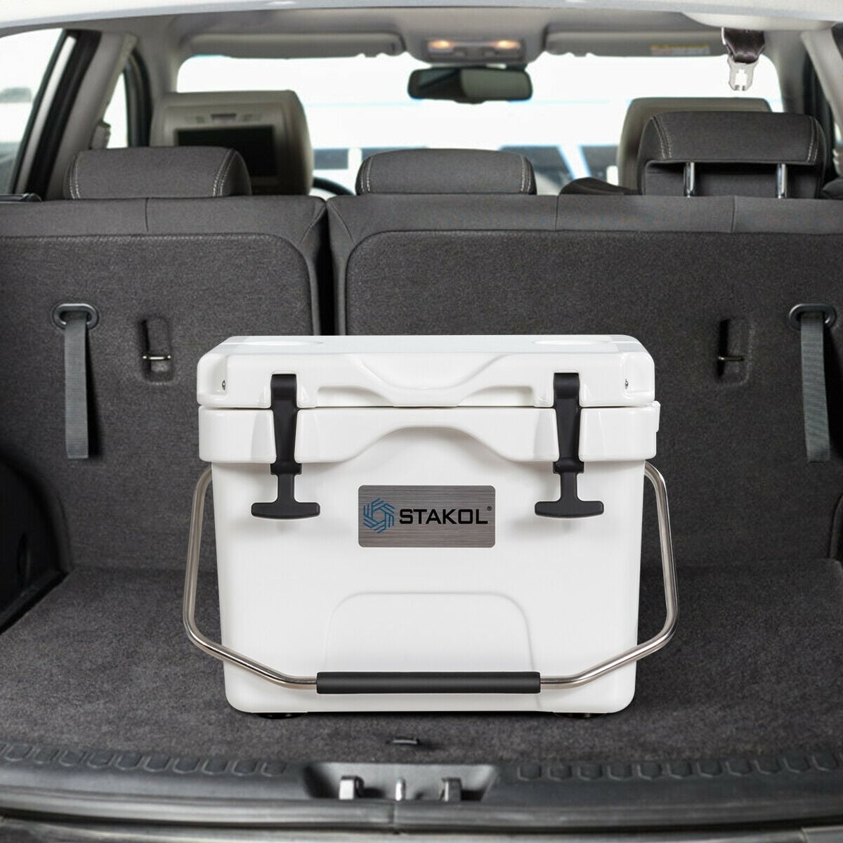 Glacière portable isotherme de 15 litres (24 canettes) avec 2 porte-gobelets – Blanche