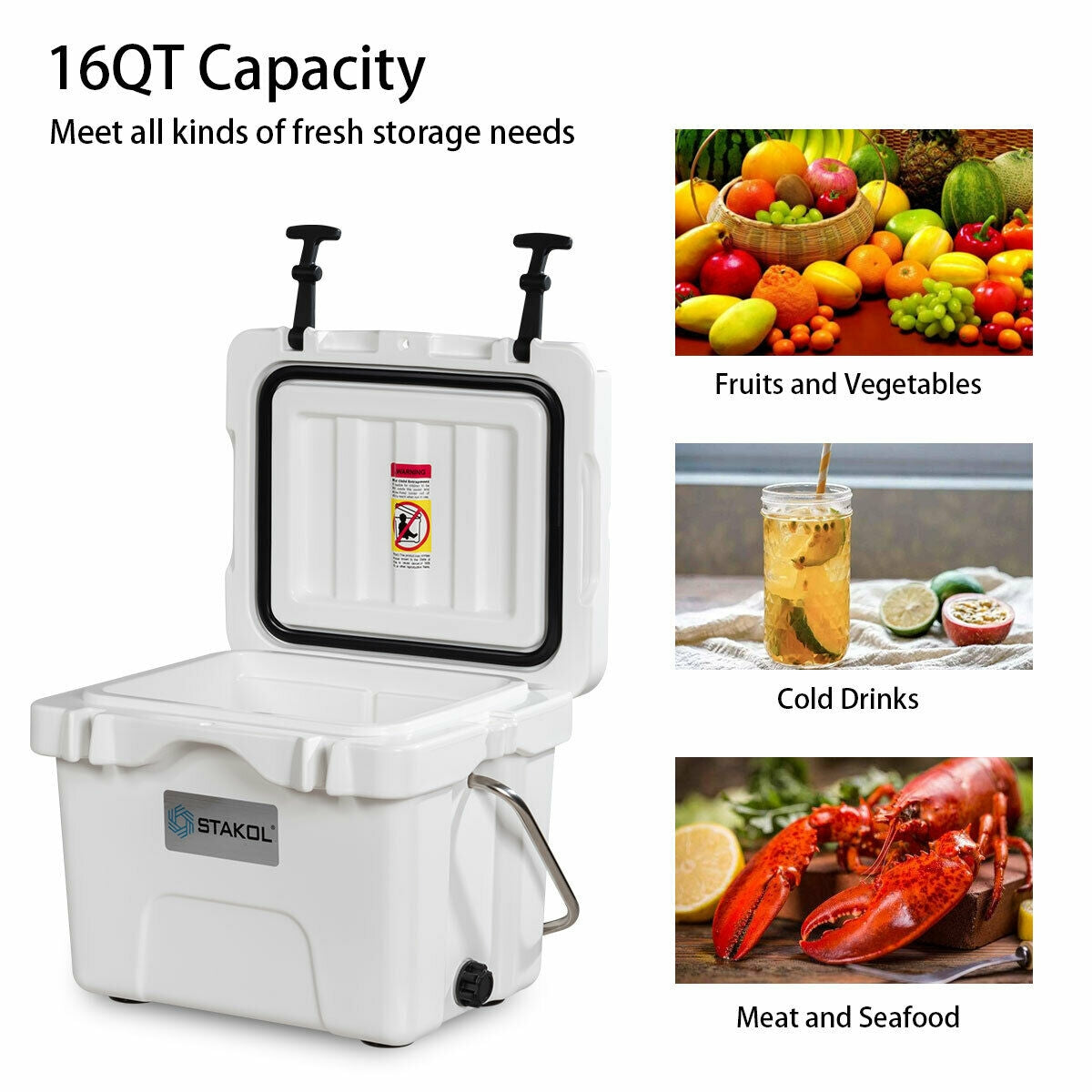 Glacière portable isotherme de 15 litres (24 canettes) avec 2 porte-gobelets – Blanche