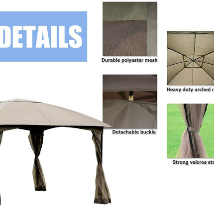 11.5 x 11.5 Feet Fully Enclosed Outdoor Gazebo with Removable 4 Walls