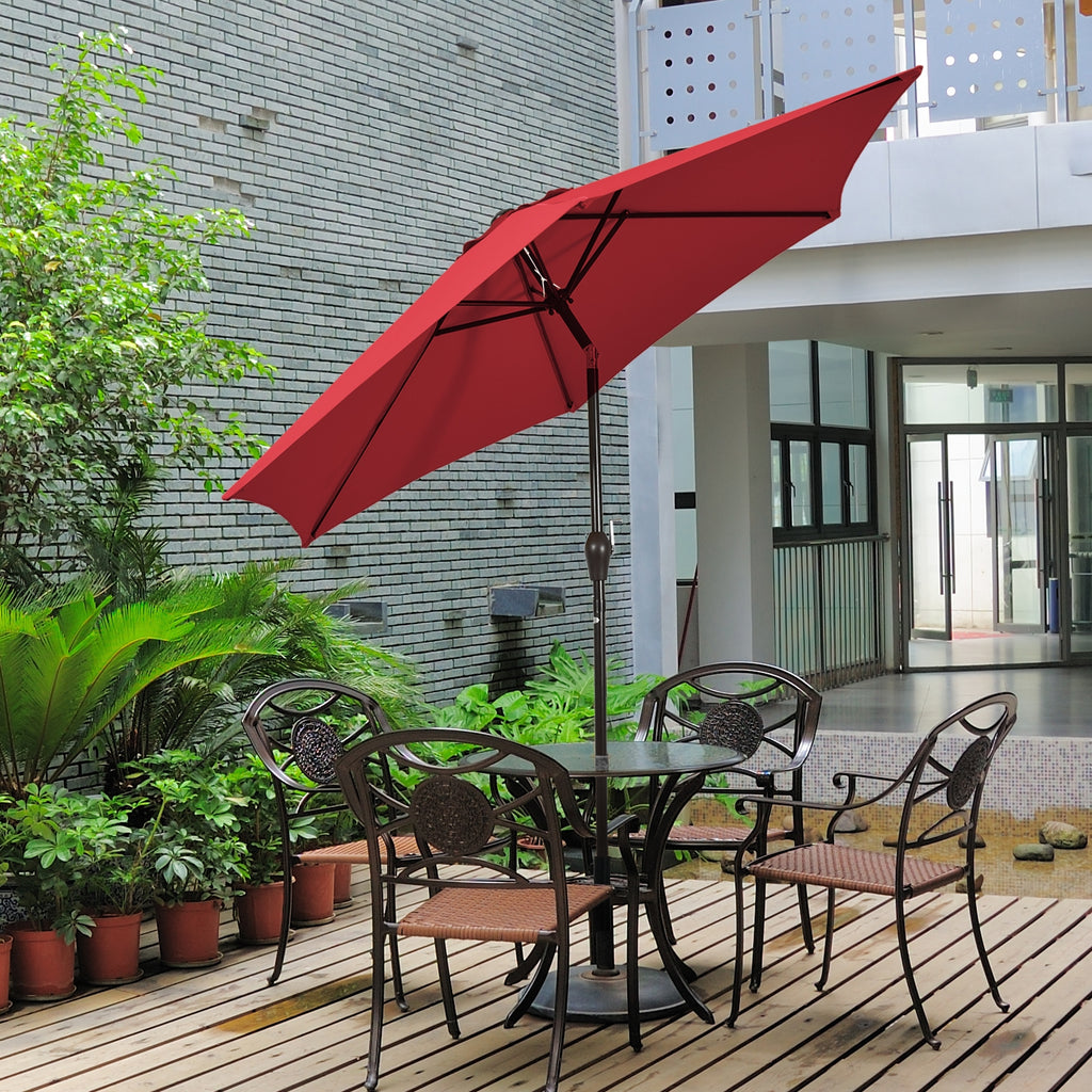 10 Feet Outdoor Patio Umbrella with Tilt Adjustment and Crank-Burgundy