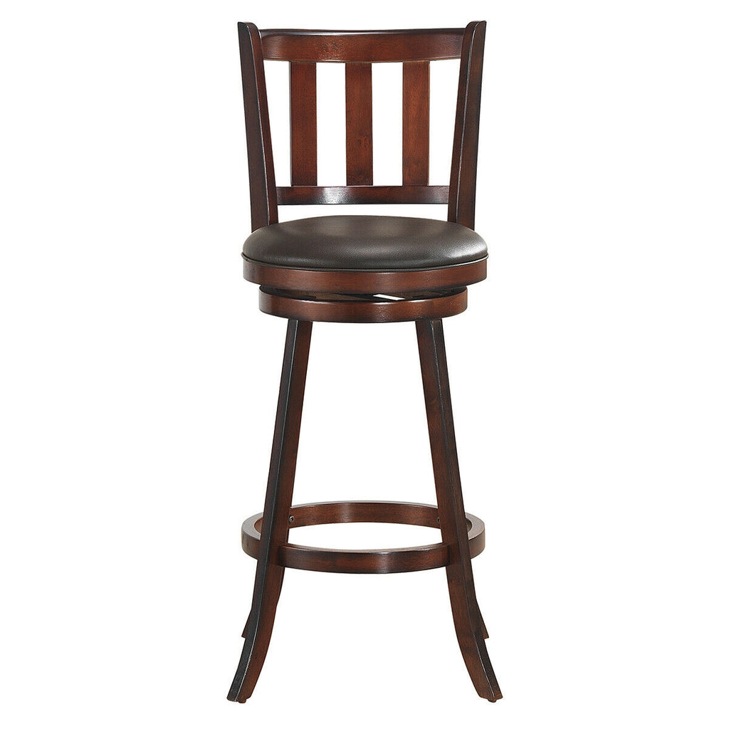 Set of 2 Wood Swivel Counter Height Dining Pub Bar Stools with PVC Cushioned Seat-29 Inch