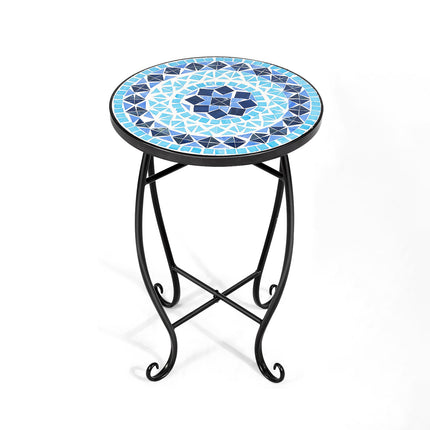 Outdoor Indoor Steel Accent Plant Stand Cobalt Table-Blue