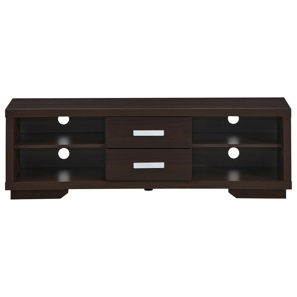 Modern TV Stand Entertainment Center with 2 Drawers and 4 Open Shelves