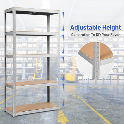 72 Inch Storage Shelf Steel Metal 5 Levels Adjustable Shelves