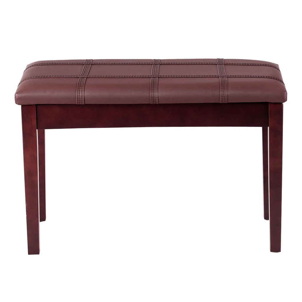 Solid Wood PU Leather Piano Double Duet Keyboard Bench-Brown