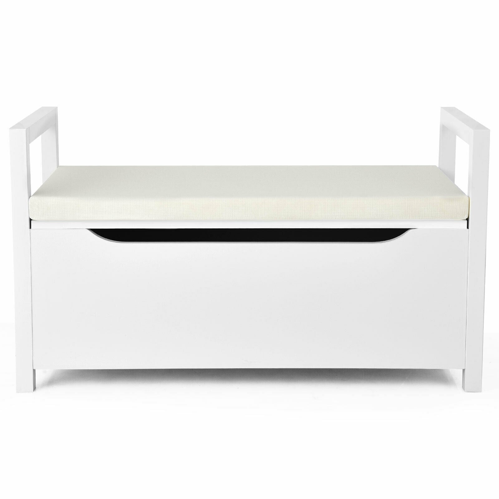 34.5 Ã—15.5 Ã—19.5 Inch Shoe Storage Bench with Cushion Seat for Entryway-White