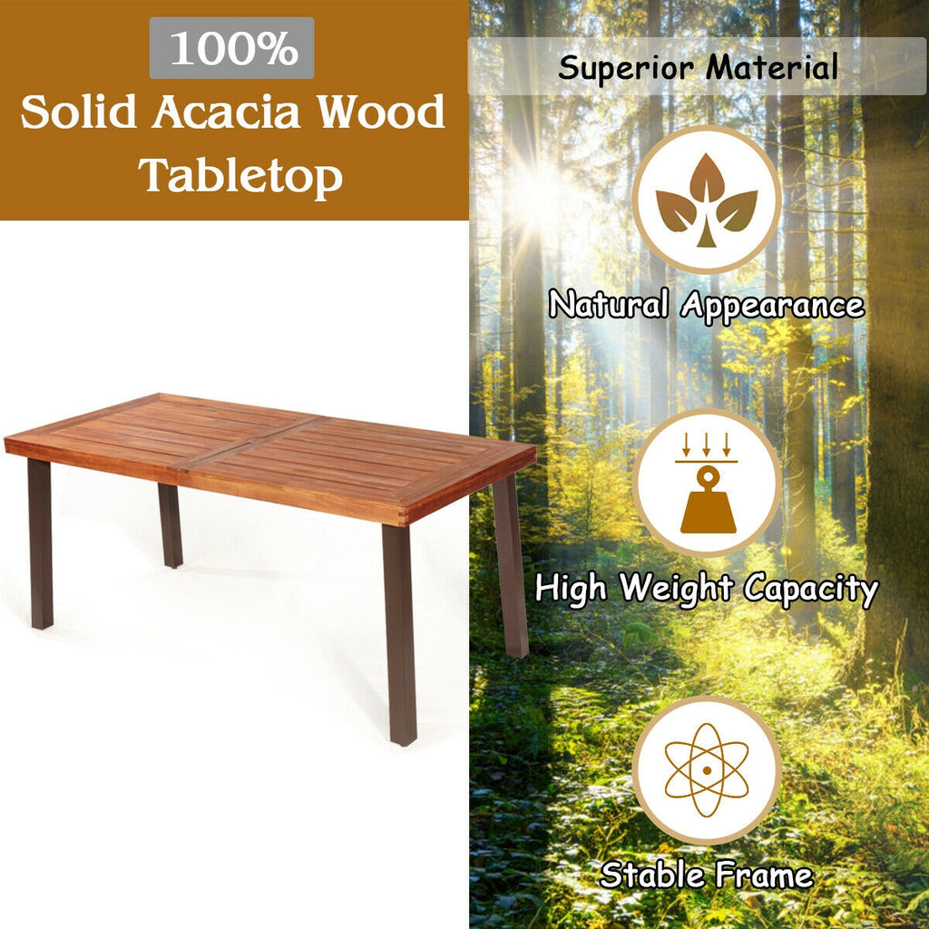 Table à manger rustique en bois d'acacia rectangulaire