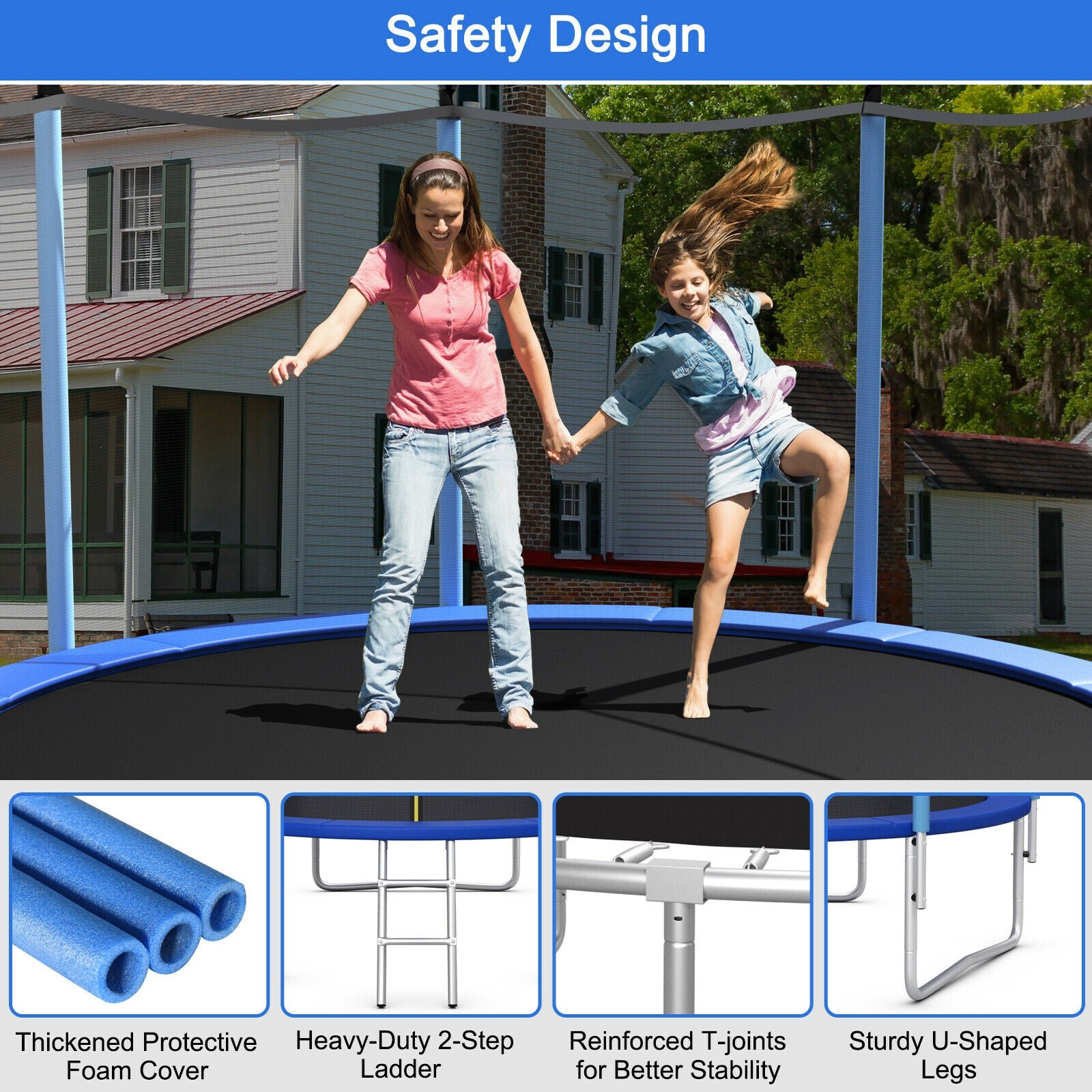 Trampoline d'extérieur avec filet de sécurité - 4,5 m