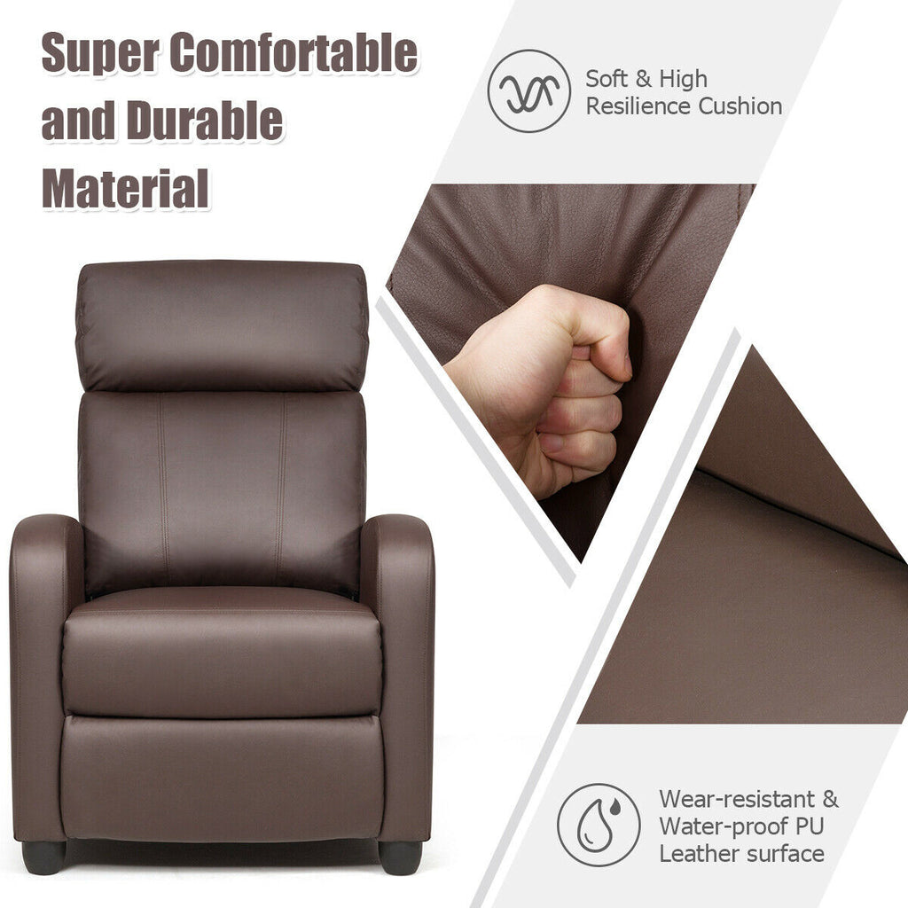 Recliner Sofa Wingback Chair with Massage Function-Brown