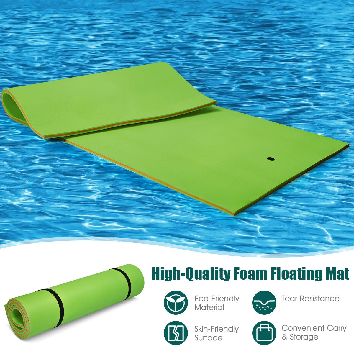 12‘x 6‘3 Layer Floating Water Pad-Green