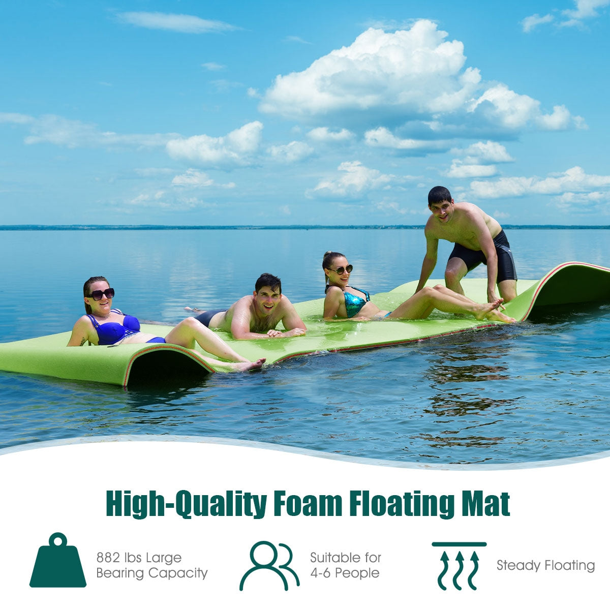 12‘x 6‘3 Layer Floating Water Pad-Green