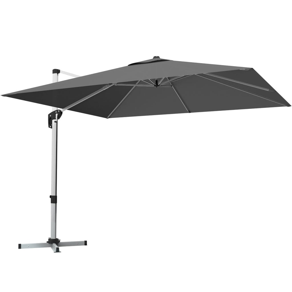 10 Feet 360° Tilt Aluminum Square Patio Umbrella without Weight Base-Gray