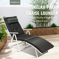 Chaise longue pliante d'extérieur légère et réglable avec oreiller - Noir