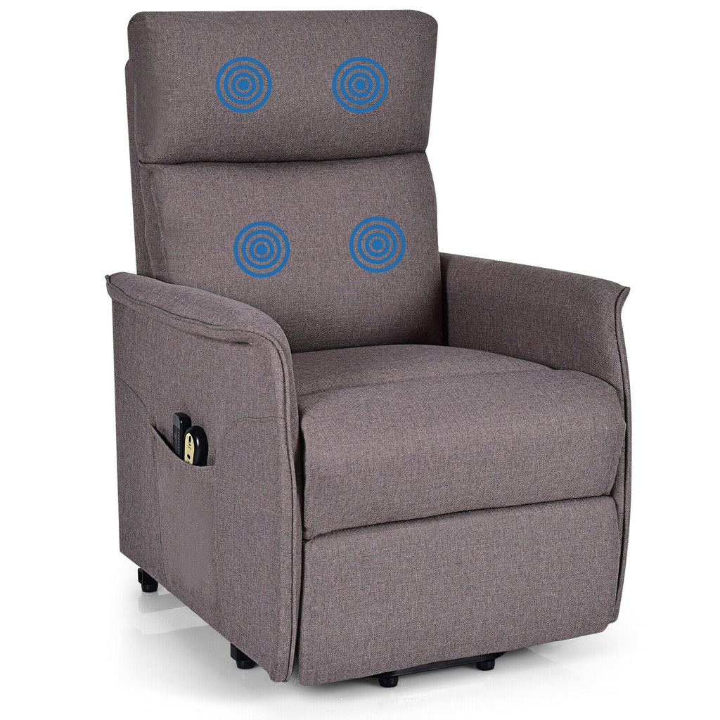 Power Lift Massage Recliner Chair for Elderly with Heavy Padded Cushion-Brown