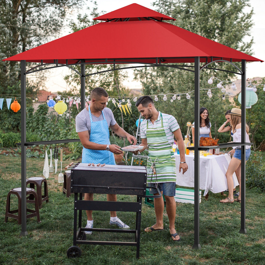Tonnelle pour barbecue d'extérieur 2,4 x 1,5 m - Rouge vin