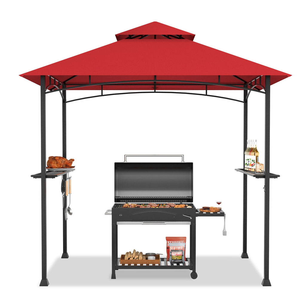 Tonnelle pour barbecue d'extérieur 2,4 x 1,5 m - Rouge vin