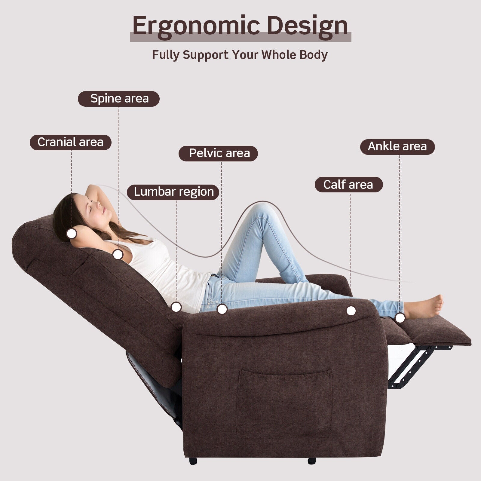 Power Lift Recliner Chair with Remote Control for Elderly-Brown