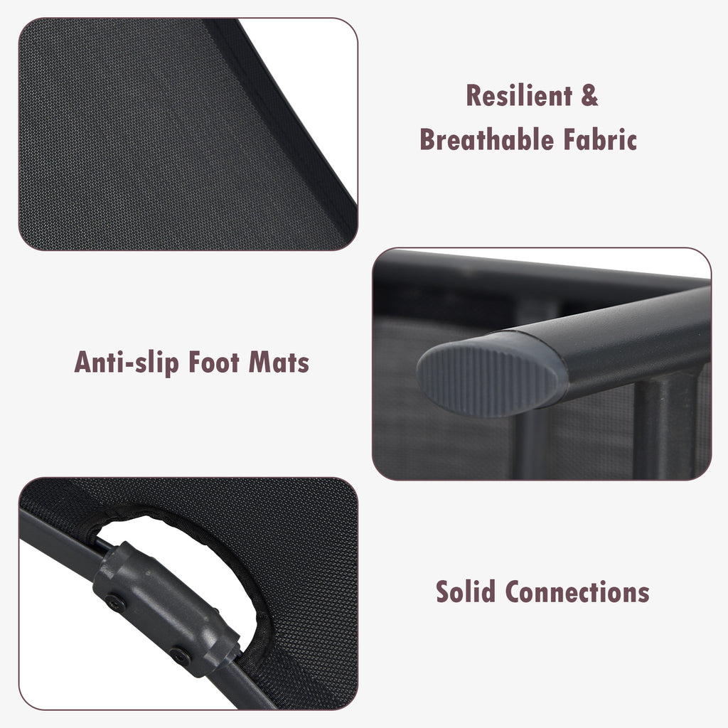 Chaise longue de patio pliable avec dossier et repose-pieds - Noir