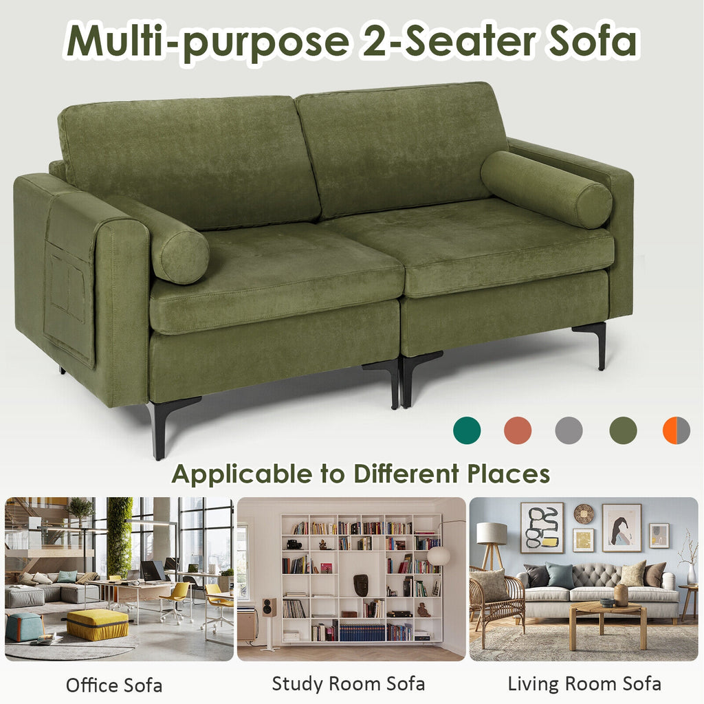Modular 2-seat/3-Seat/4-Seat L-shaped Sectional Sofa Couch with Reversible Chaise and Socket USB Ports-2-Seat
