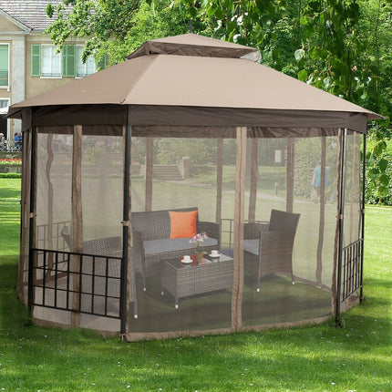 10cm™x 12cm™ Octagonal Patio Gazebo-Brown