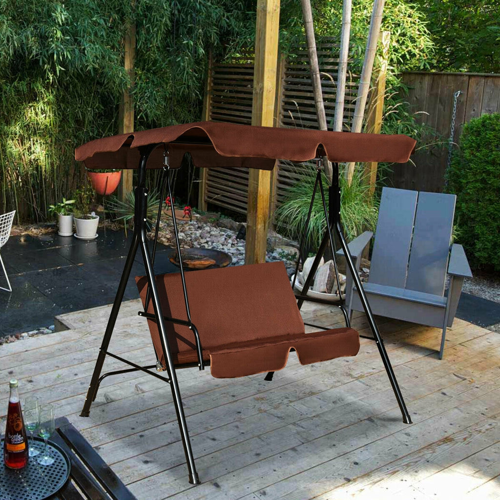 Balançoire-planeur de terrasse à deux places avec coussin, structure en acier - Café