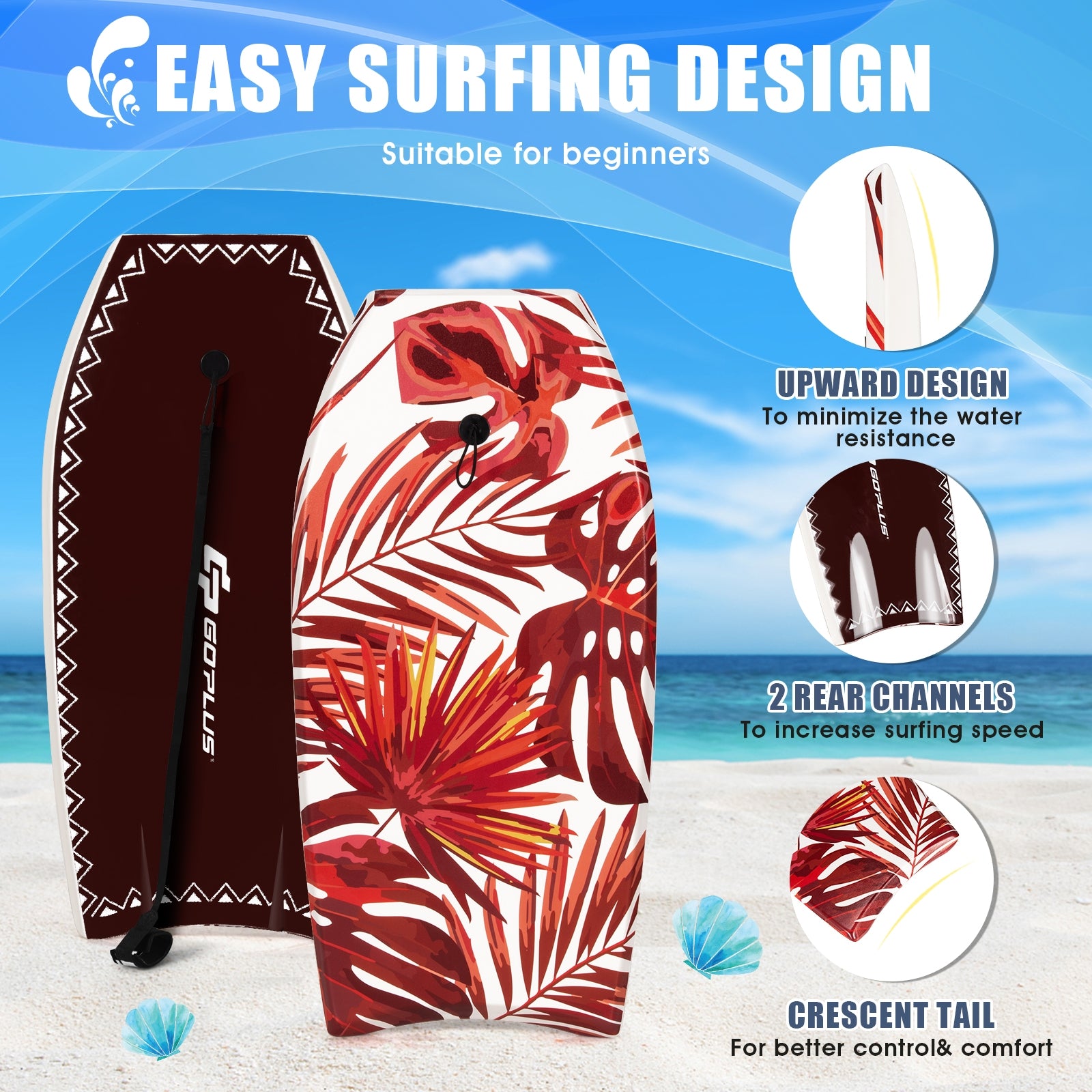 41 Inch Lightweight Surfboard With Fin EPS Core for Kids and Adults-L