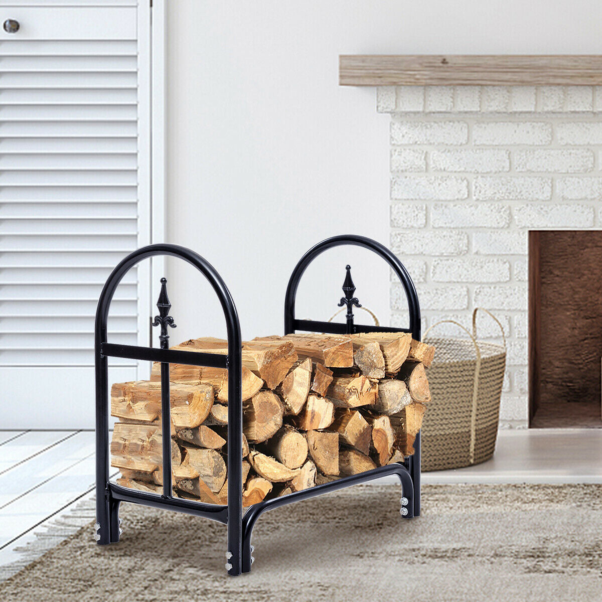 Support de rangement extérieur en acier robuste pour bois de chauffage de 60 cm