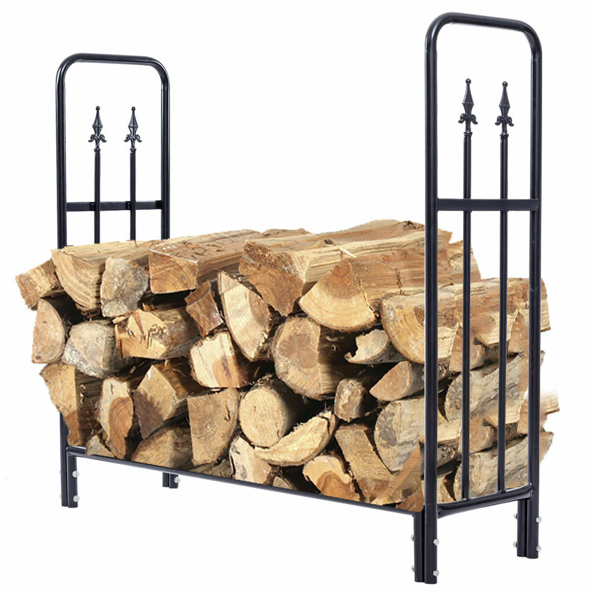 Rangement à bois de chauffage d'extérieur en acier robuste de 4 pieds