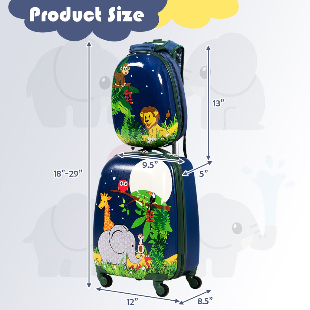 Ensemble de bagages scolaires à roulettes pour enfants 2 pièces 12 et 16 pouces