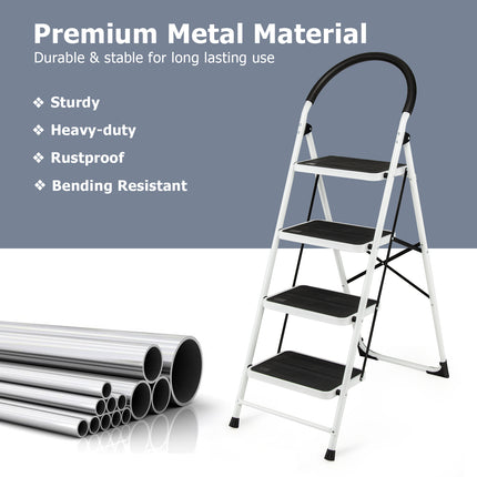 4-Step Folding Ladder with Anti-Slip Pedal Platform 330Lbs Capacity