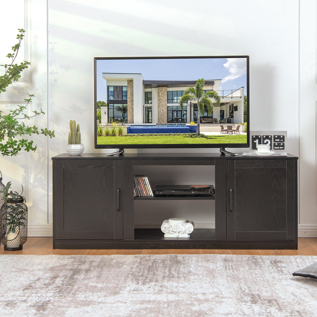 TV Stand with Double Barn Doors for TVs up to 65 Inch-Black