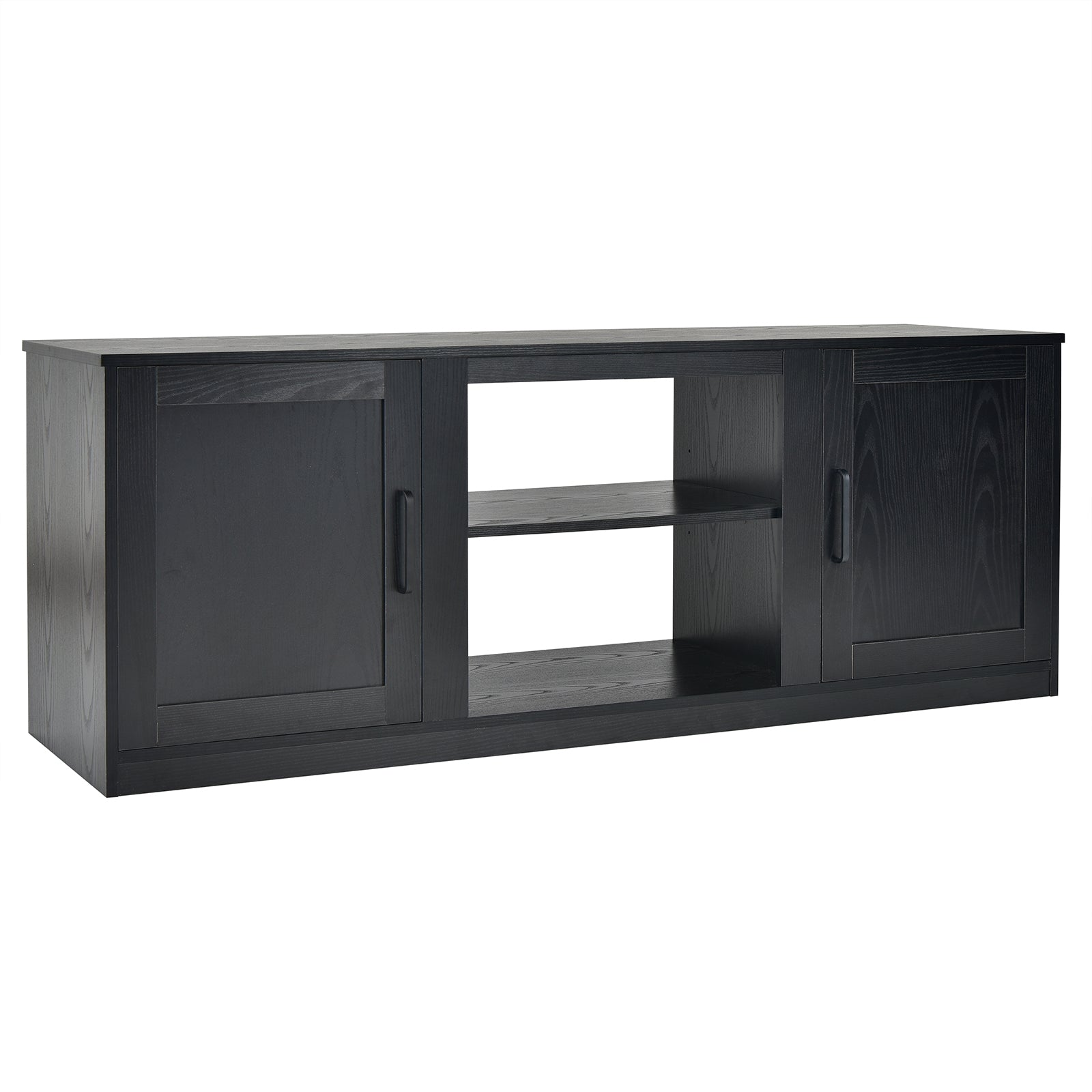 TV Stand with Double Barn Doors for TVs up to 65 Inch-Black