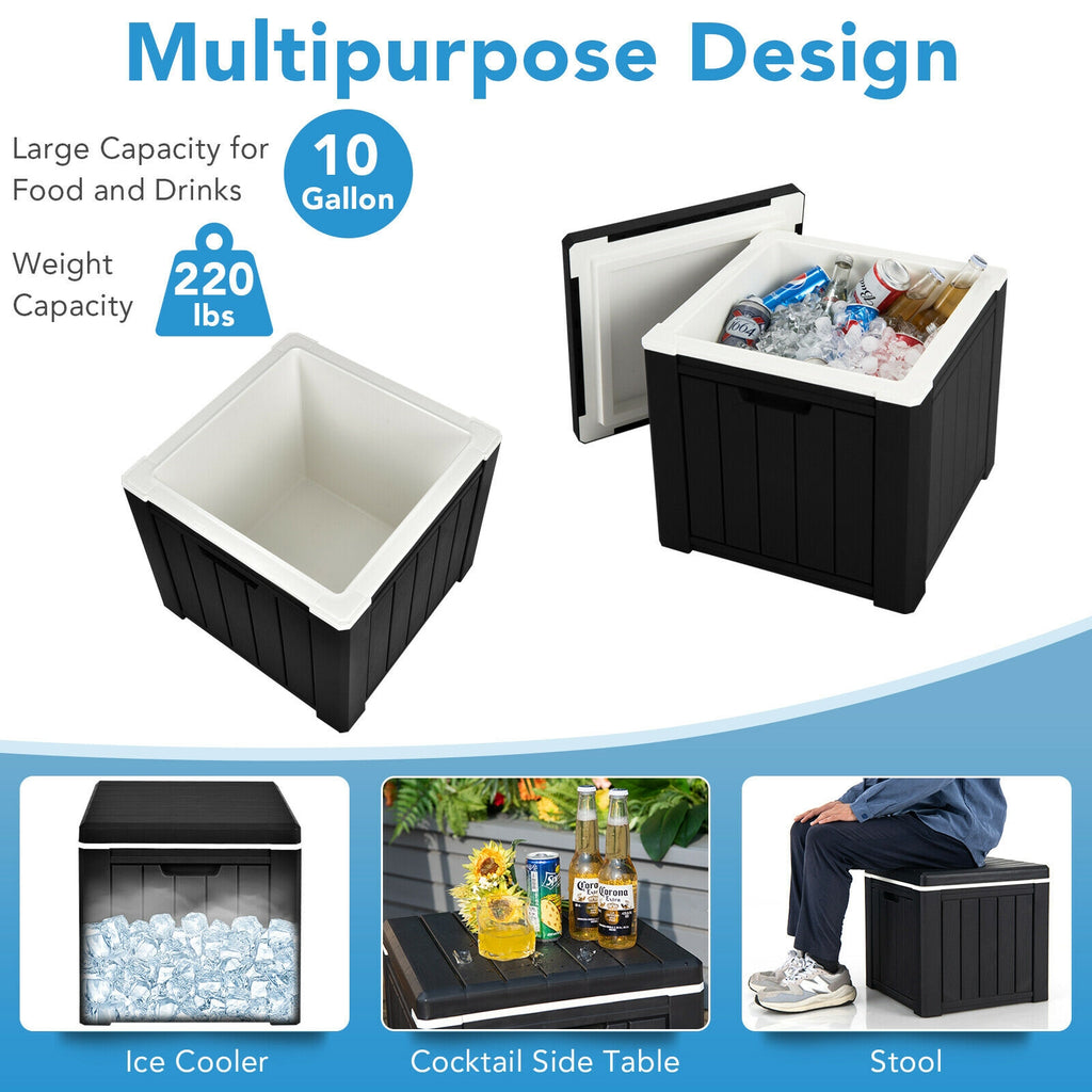 Glacière de rangement de 10 gallons pour pique-nique et activités de plein air - Noir