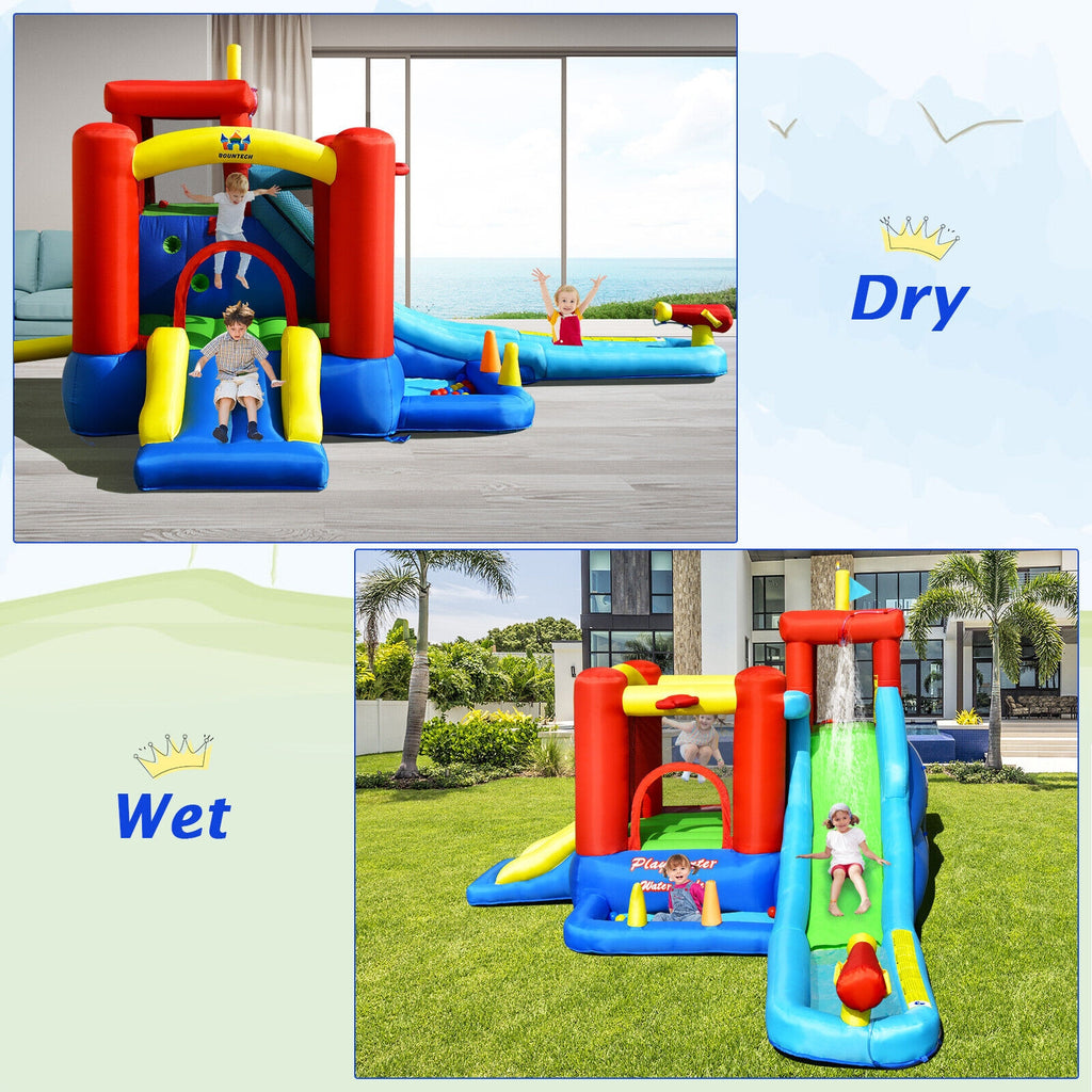 Château gonflable et toboggan aquatique 9-en-1 pour enfants sans souffleur
