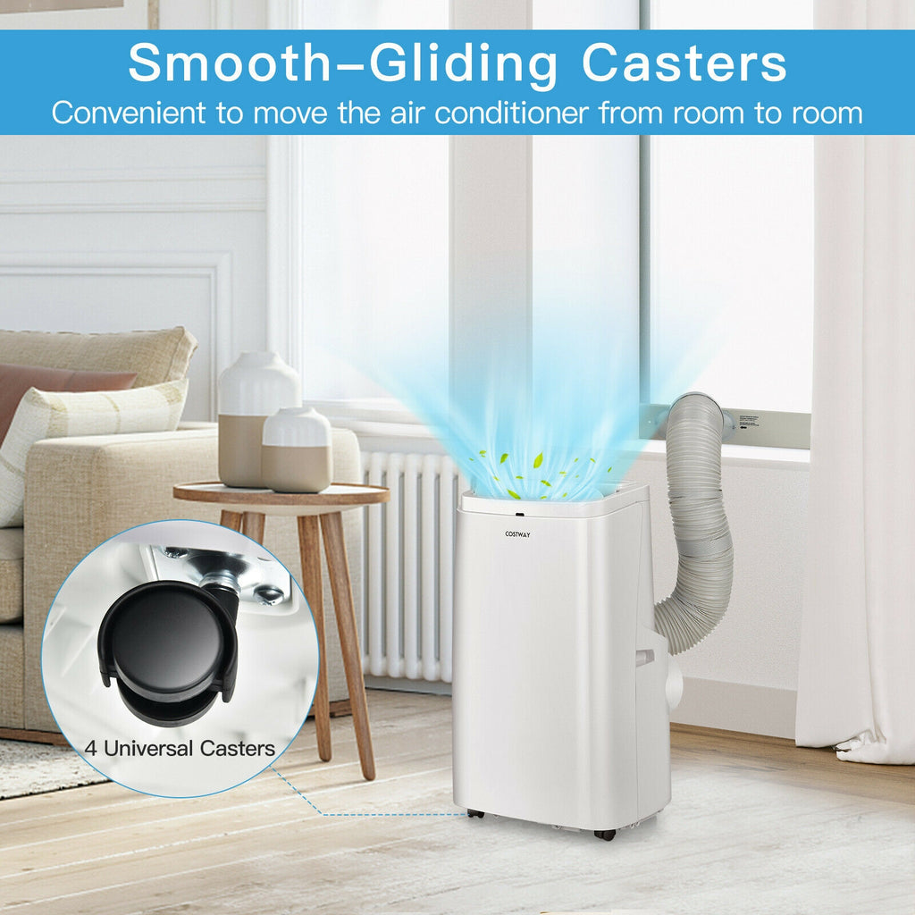 White 9000BTU 3-in-1 Portable Air Conditioner with Remote