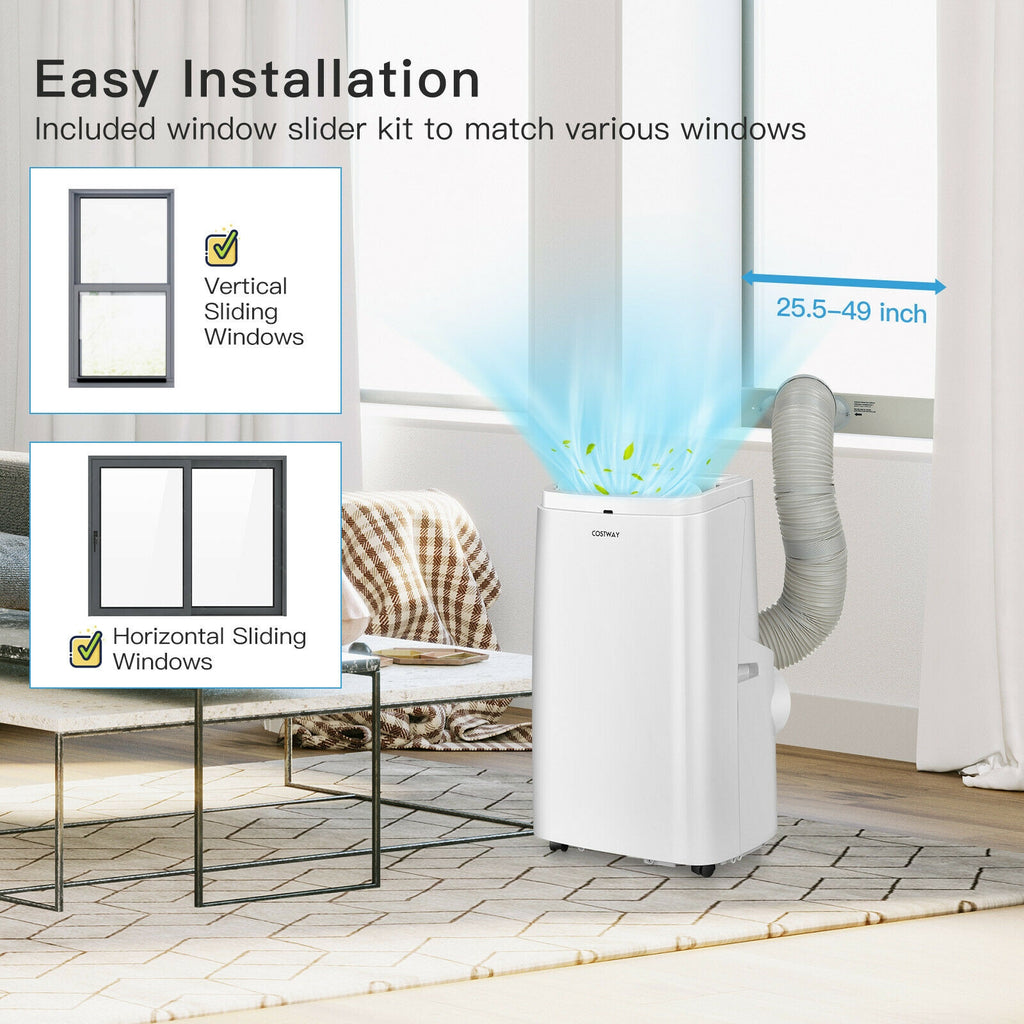 White 9000BTU 3-in-1 Portable Air Conditioner with Remote