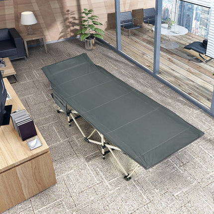 Wide Foldable Camping Cot with Carry Bag-Gray