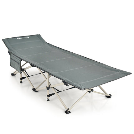 Wide Foldable Camping Cot with Carry Bag-Gray