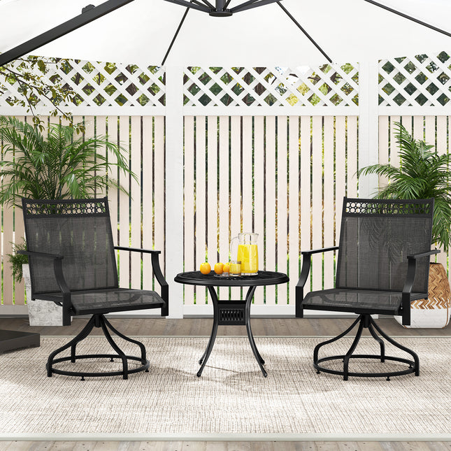 Patio Swivel Dining Chairs Set of 2 with Heavy-duty Metal Frame and Armrests-Gray