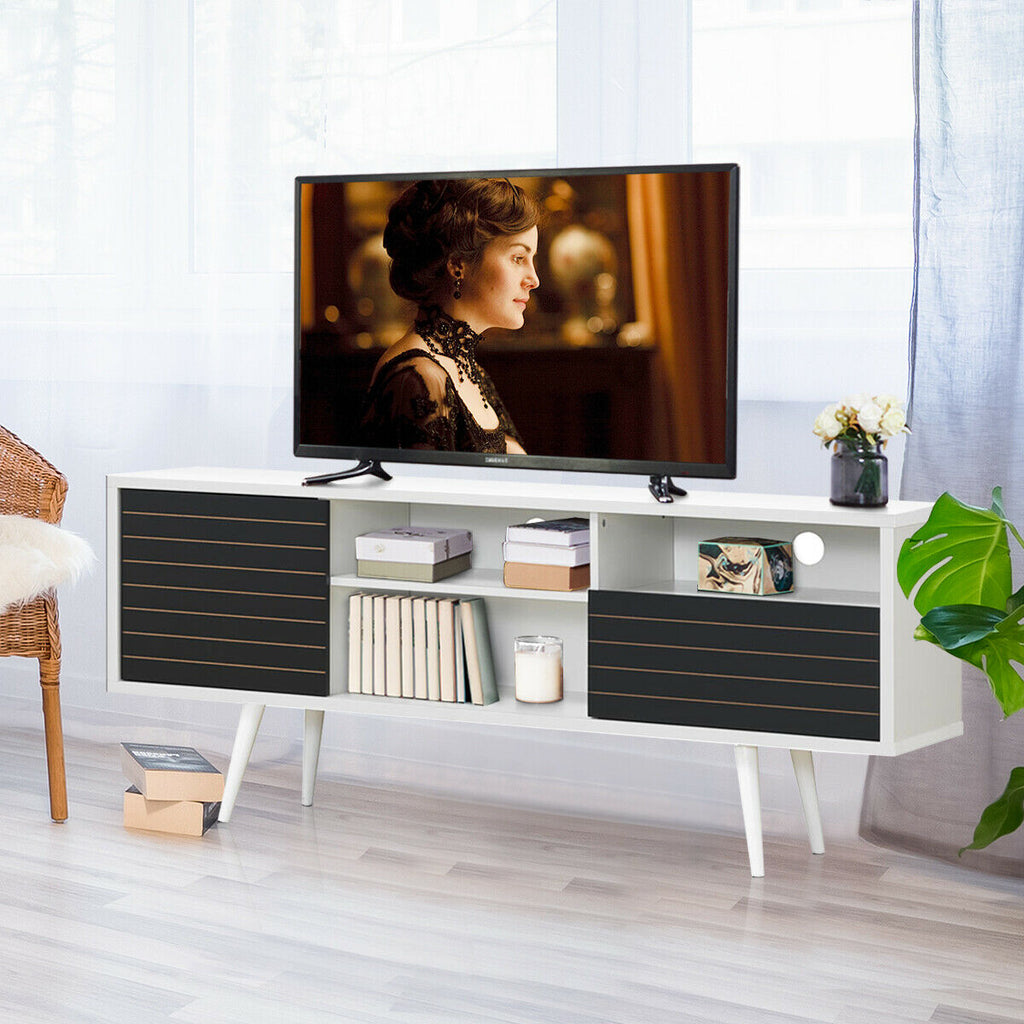 Mid-Century Modern TV Stand with Storage Shelves for TVs up to 65 Inch