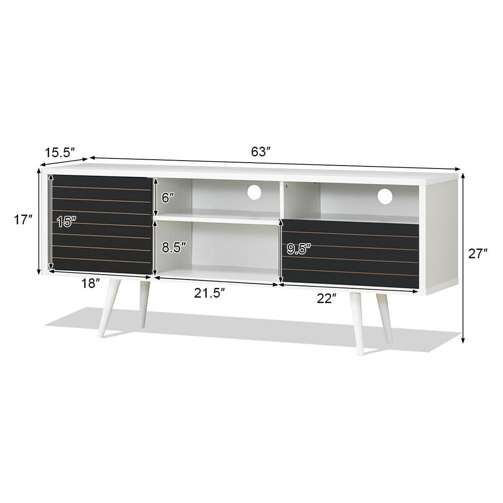 Mid-Century Modern TV Stand with Storage Shelves for TVs up to 65 Inch