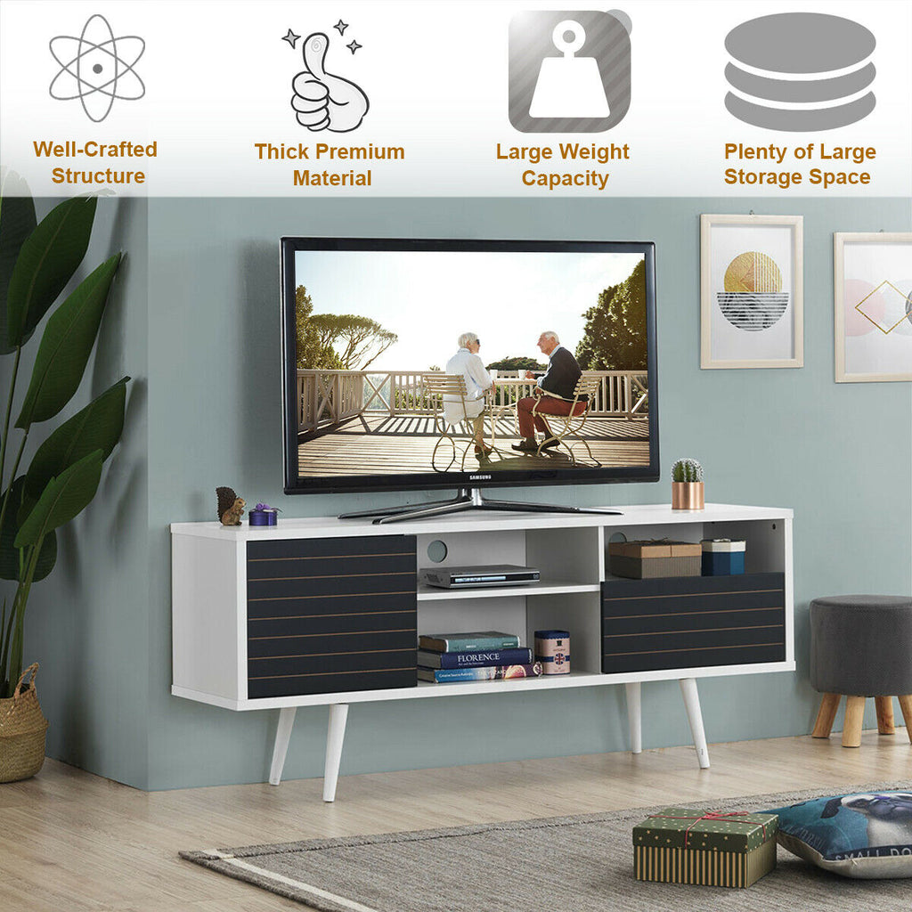 Mid-Century Modern TV Stand with Storage Shelves for TVs up to 65 Inch