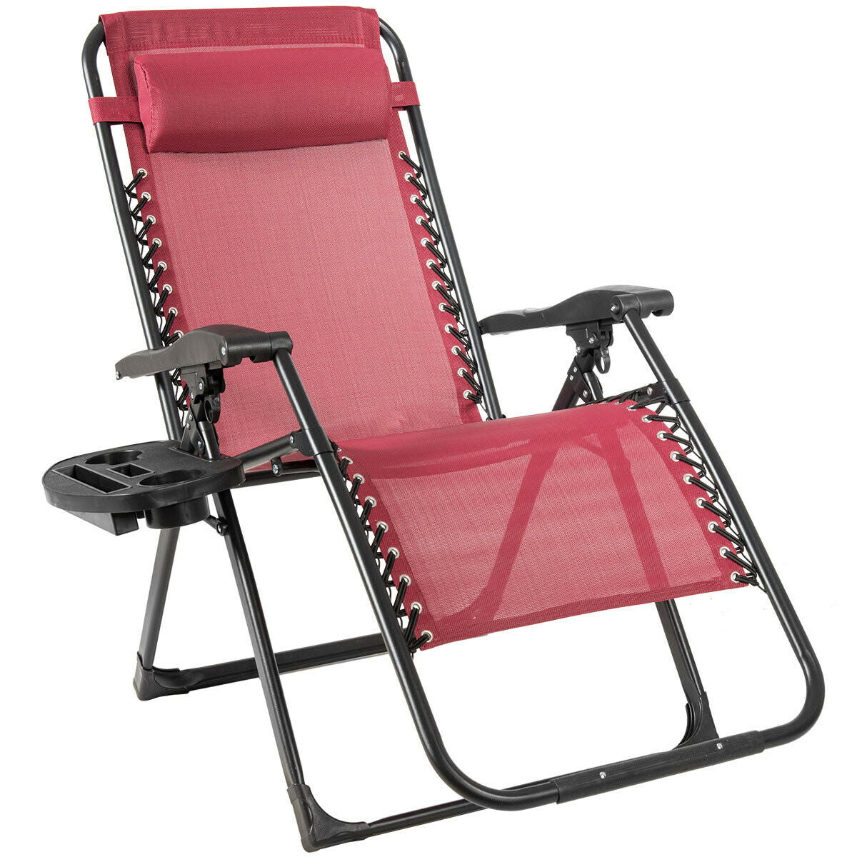 Fauteuil de jardin inclinable pliant grand format très résistant - Vin