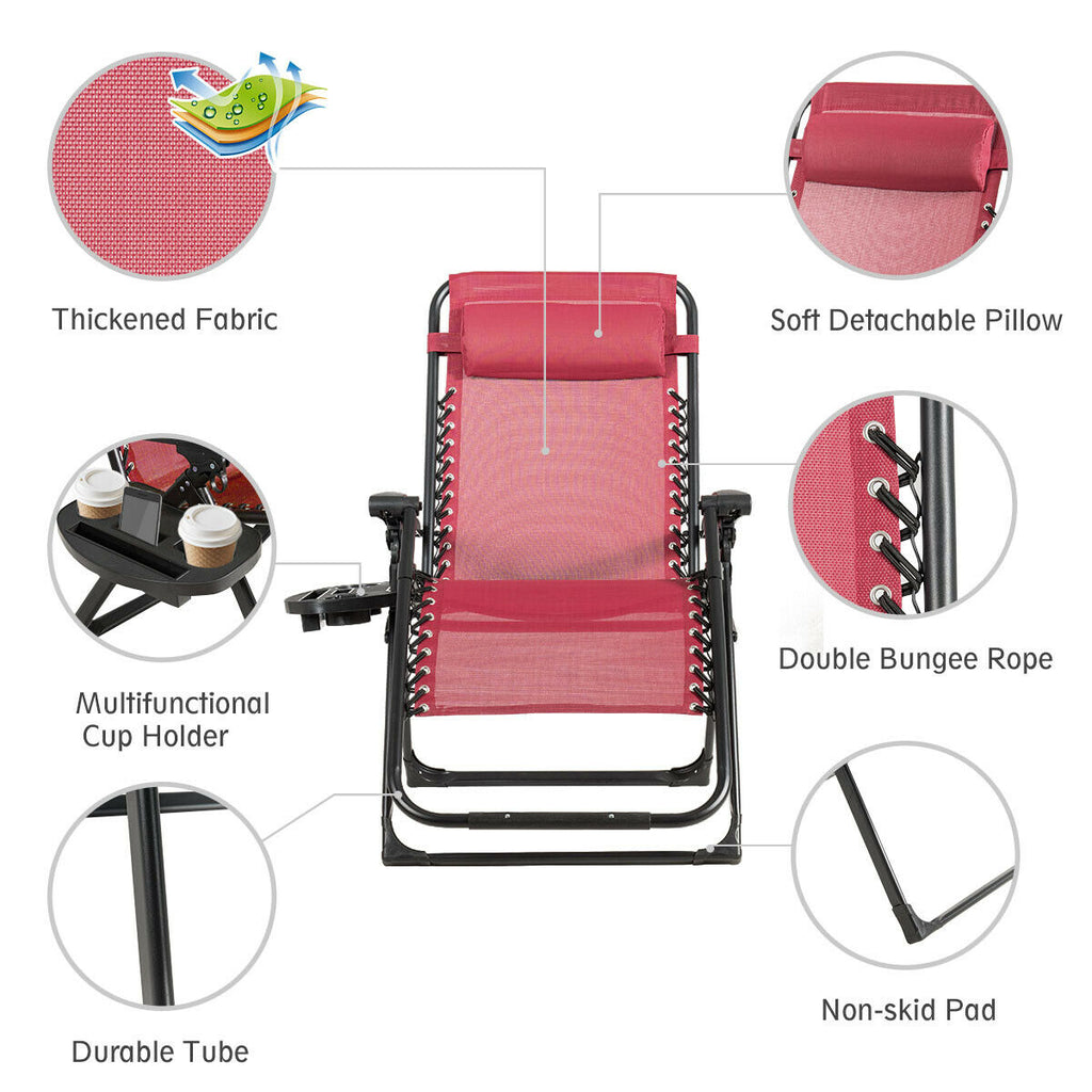 Fauteuil de jardin inclinable pliant grand format très résistant - Vin