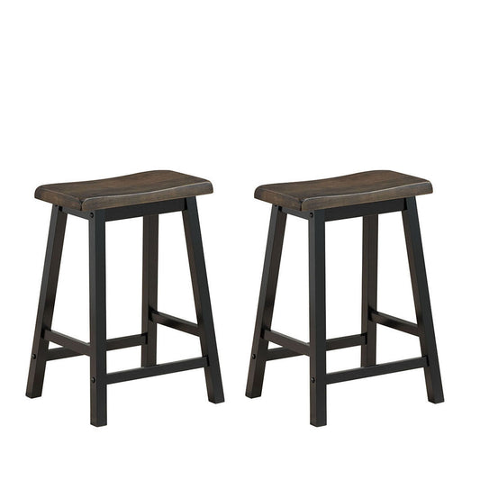 24 Inch Height Set of 2 Home Kitchen Dining Room Bar Stools-Brown